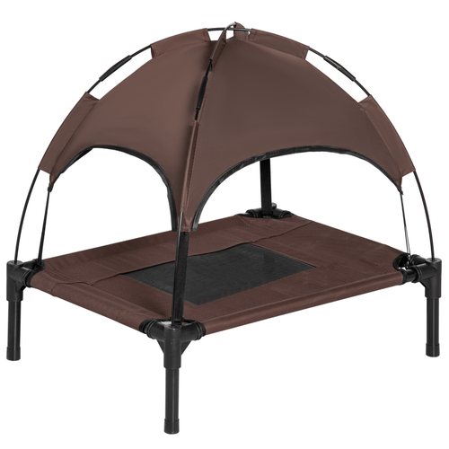 Elevated Dog Bed with Canopy – Outdoor Cooling Raised Pet Cot with UV Sun Shade