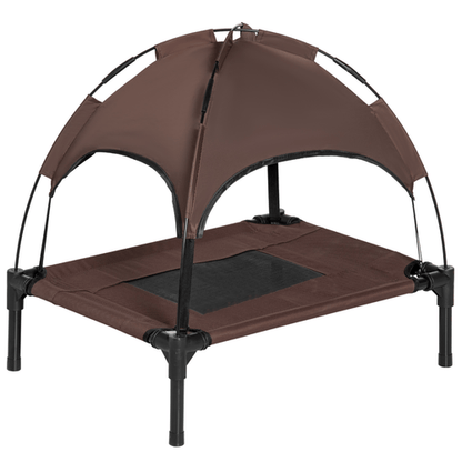 Elevated Outdoor Dog Bed with UV Canopy — Cooling Raised Pet Cot